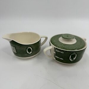 Colonial Homestead Green by ROYAL (USA) Sugar and Creamer